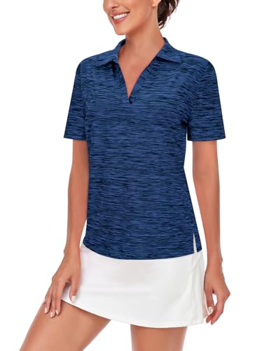 Image of Cucuchy Womens V Neck Golf Polo Shirts Moisture Wicking Sports Workout Tops