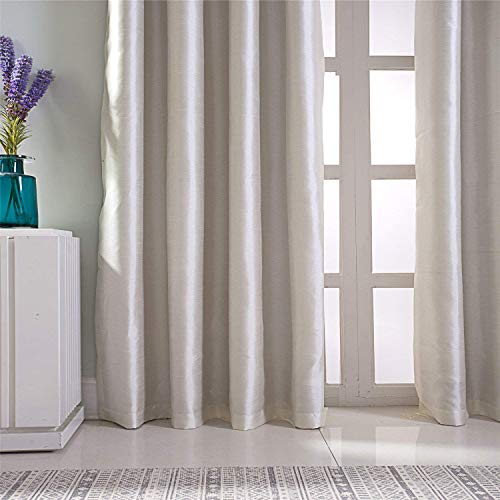 Image of GYROHOME Faux Silk Room-Darkening Blackout Curtains (Beige Liner) Solid Window Treatment Drapes for Bedroom Living Room, Thermal Insulated Grommet Top (2Panels, 66x72inch,Beige)