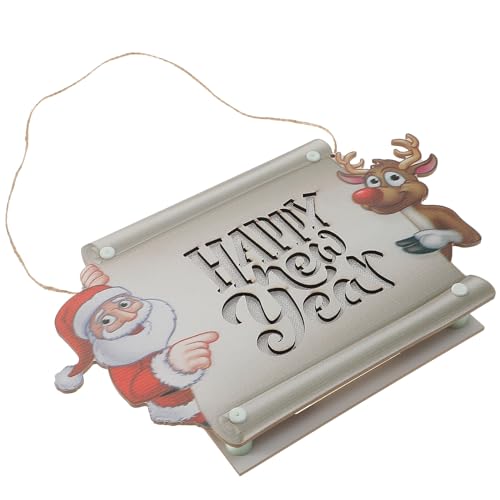 OUNONA Weihnachts Holzschild LED Beleuchtet Haustürdekoration...