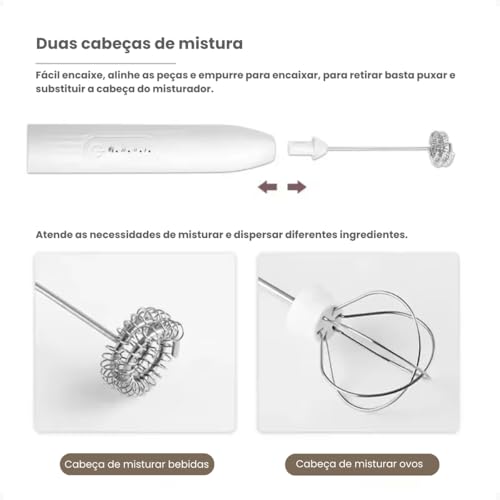 Mini Mixer Portatil Misturador De Bebidas 2 em 1 Espumador De Leite Mini Fue Batedor De Ovos Eletric