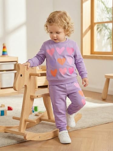 Image of Little Girls Outfits 2 Piece Toddler Long Sleeve Sweatshirt Leggings Pants Fall Winter Clothing Set 2-10 Years