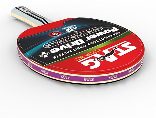Image of Power Drive Plus Table Tennis Racquet Intermediate ITTF Approved Rubber (Multicolor)