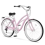 MOONCOOL Beach Cruiser Bike for Women and Men, 24/26 Inch 7-Speed Adult Bicycle,...