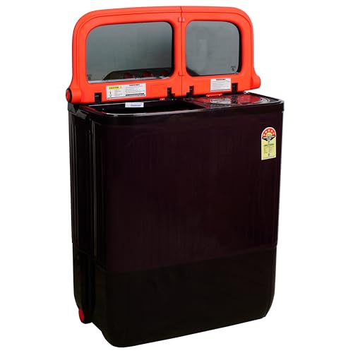 Image of Havells-Lloyd 8 Kg 5 Star Semi-Automatic Top Load Washing Machine (GLWS805EXAPC Plum Cola With Pink lid, Double Layered Toughened Glass Lids)