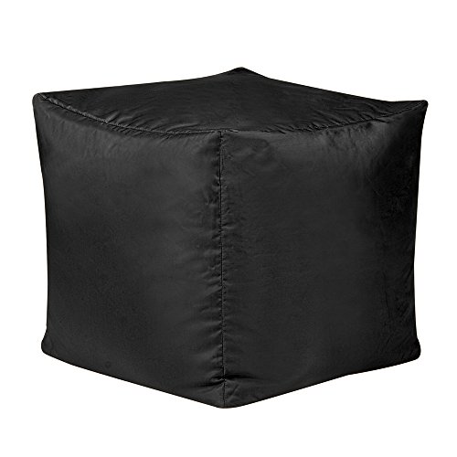 Bean Bag Bazaar Cubo Puf - 38cm x 38cm, Reposapiés Grande para Interiores y Exteriores (Negro, 1)