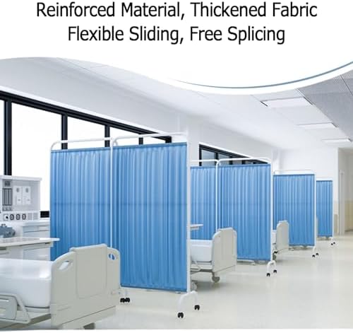 6-Panel Portable Room Divider with Wheels, 6ft High, Ideal for Patient Rooms, Beauty Salons, Health Facilities - Dark Blue Privacy Screen