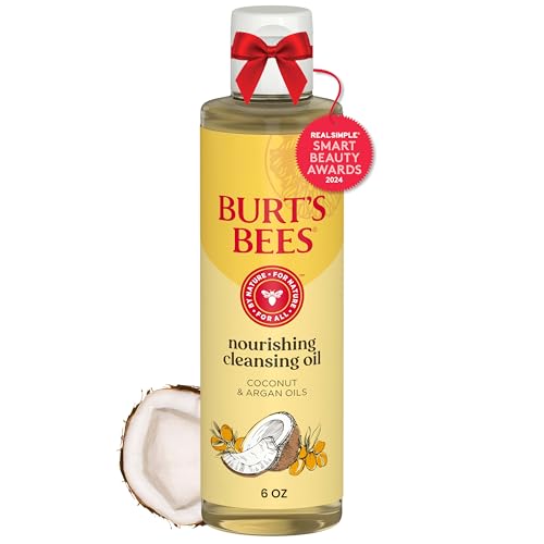 Burt’s Bees Stocking Stuffers, Nourishing Cleansing Oil With Coconut and Argan Oils, Cleansing Face Oil for Normal to Dry Skin, Natural Origin Skin Care Christmas Gifts, 6 fl. oz. Bottle