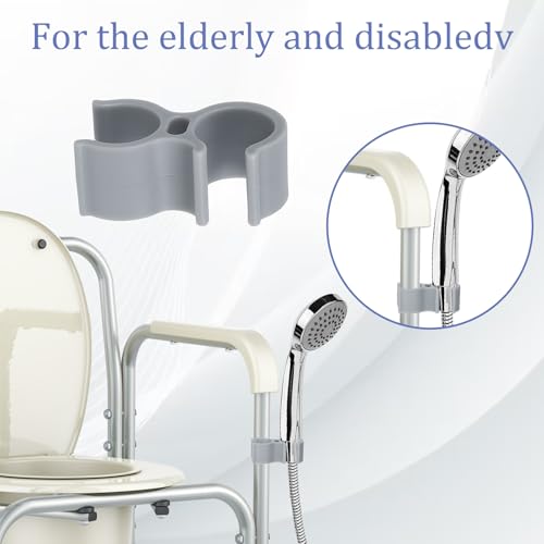 4 Pack Universal Shower Head Holder for Shower Chairs & Bath Seats – Adjustable Hand Shower Bracket Clip for Elderly, Disabled & Seniors – Fits Most Tub Transfer Benches, Shower Stools & Mobility Aids