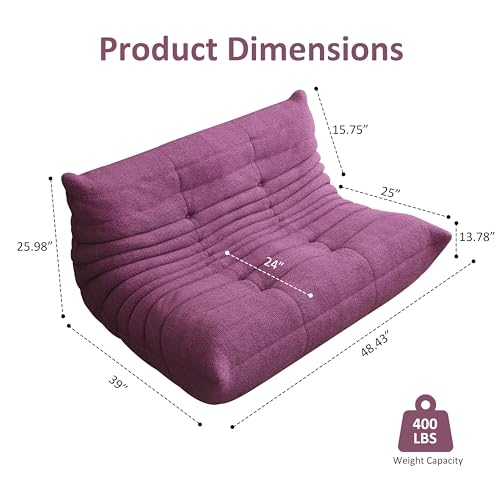 Image of Giant Bean Bag Chair for Adult, Cozy Boneless Fireside Accent Loveseat Chair,Memory Foam Floor Sofa, Comfy Lounge Couch for Bedroom Small Living Room Apartment Daily Relax(Purple,Loveseat)