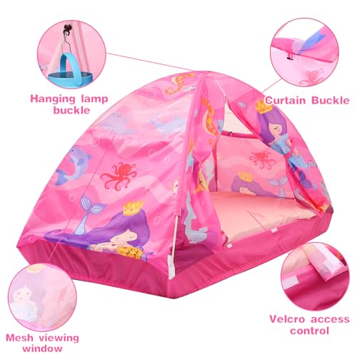 Image of Kid Bed Tent -Twin Play Tent Dream Playhouse for Bedroom Decor Indoor Games Twin Size Bed Canopy by CRAWLBO