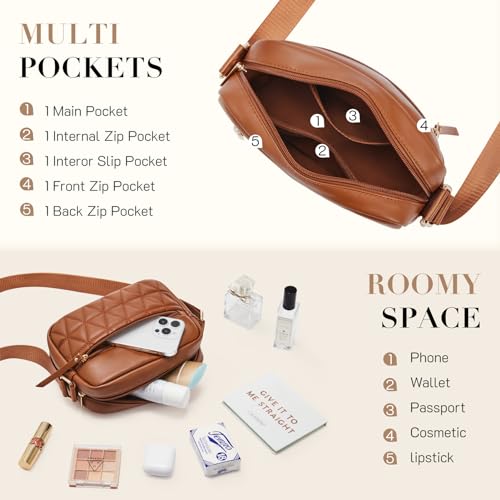 Image of Missnine Small Crossbody Purse Women Quilted Crossbody Bags Soft Leather Shoulder Handbags with Adjustable Strap