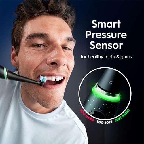 Oral-B iO10 Electric Toothbrushes Adults, Gifts For Women / Men, 1 Handle, 3 Toothbrush Heads, Charging Travel Case, Toothbrush Head Holder, 7 Modes, 2 Pin Plug, Cosmic Black, Oral B IO Toothbrush - Image 6
