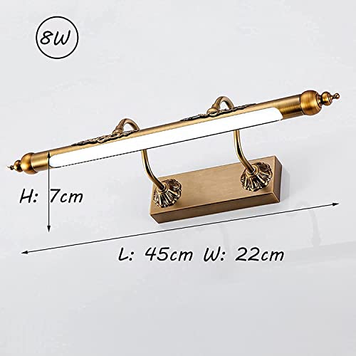 Miroir LED avant rétro avec lampe murale réglable en laiton, éclairage de maquillage sur prise - 8
