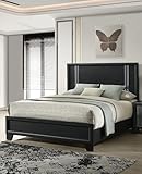 Amacv Contemporary 1pc Full Size Panel Bed Wooden Bedroom Furniture Charcoal Finish
