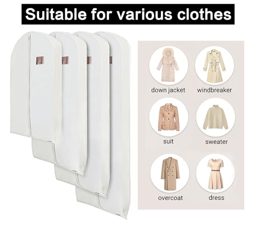 Miniatura 4 de Fundas Para Trajes Y Fundas Para Ropa Bolsas Transpirables De Algodón Para Colgar Ropa Bolsa Antipolillas Para Ropa Fundas Protectoras Para Todas Las Prendas Size:90 58cm,Color:Blanco-Ancho