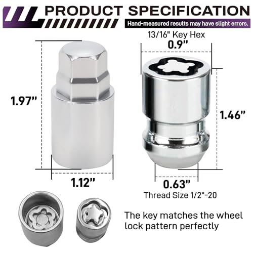 Image of 24538 Chrome Cone Seat Wheel Lock Set (1 /2 inch-20 Thread Size) Set of 5