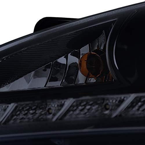 Smoke Lens Black Bezel Housing DRL LED Light Strip Projector Headlights Made For and Compatible With Genesis 2 Door 2Dr Coupe 2010-2012