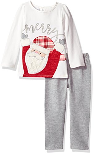 Mud Pie Baby Girls' Toddler Holiday Tunic and Leggings Two Piece Playwear Set, Santa, 12-18 MOS
