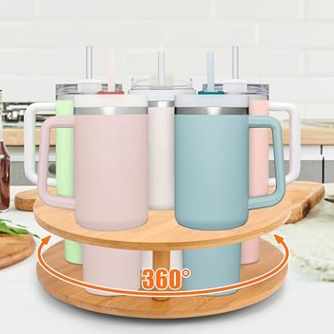SelfTek Water Bottle Organizer for Stanley Tumbler, Rotatable Cup Organizer Holder for Stanley 40/30/20/14 oz Tumbler, Water Bottle Storage Rack for Stanley Cup Accessories, for Kitchen, Cabinet Cover