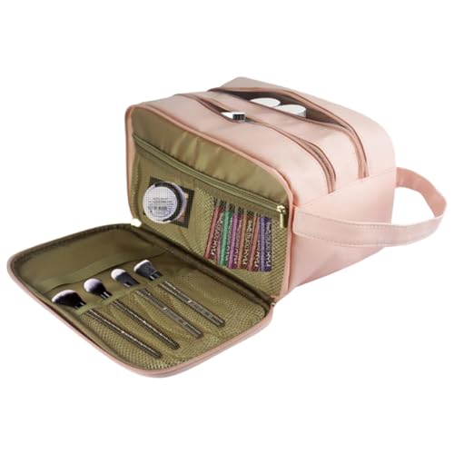 Bolsa de viaje de maquillaje, organizador de bolsa de maquillaje impermeable de gran capacidad, práctico estuche de cosméticos para mujeres y niñas, organizador de maquillaje, accesorios de viaje,