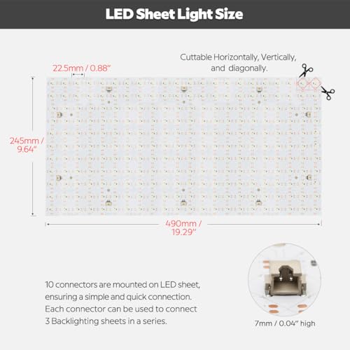 1 pc 24v 28w 3000k warm white led light sheet 192x96 inch flexible cuttable paper-thin led sheet for backlighting with adhesive backing and on-board connectors warm white 3000k
