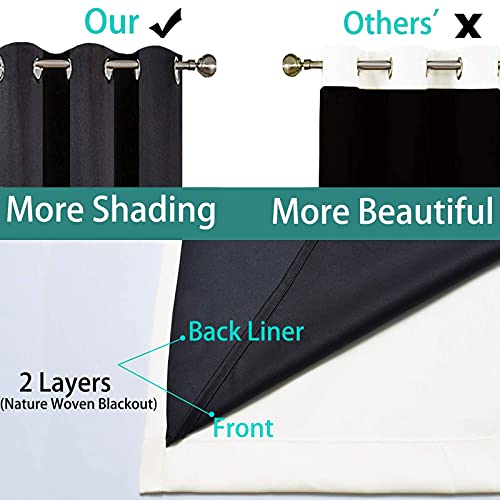 Image of Yakamok 63 Inch Length 100% Blackout Curtains for Bedroom, 2 Thick Layers Thermal Insulated Grommet Total Blackout Drapes with Black Liner for Living Room (42Wx63L,Cream, 2 Panels)