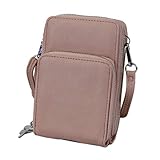 irisaa Handytasche zum Umhängen, Damen Geldbörse RFID Schutz, Kleine Umhängetasche Schultertasche, Crossbody Handtasche mit Kartenfächern, für Handy unter 6.7 Zoll, Damen Tasche:Pink new