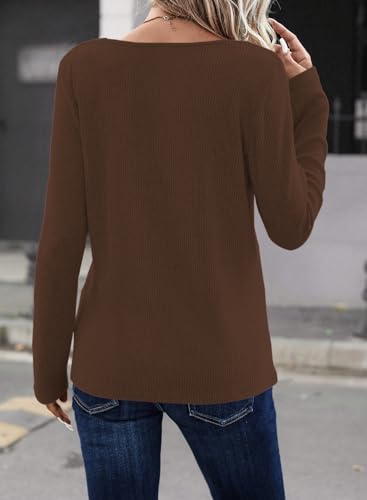 Image of LOLONG Womens Long Sleeve V Neck T Shirts Casual Basic Work Tops Trendy