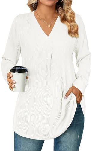 Womens 3 4 Sleeve Blouse Long Sleeve Business Casual Tunic Tops V Neck Work Tops Textured Dressy Casual Shirts Womens 3 4 Sleeve Blouse Long Sleeve Business Casual Tunic Tops V Neck Work Tops Textured Dressy Casual Shirts