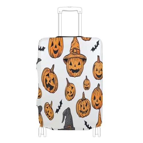 Halloween Pumpkin Luggage Cover for Suitcase, Elastic Travel Protector with Zipper, Washable Anti-Scratch Dustproof Luggage Sleeve Fits 18-20 Inch