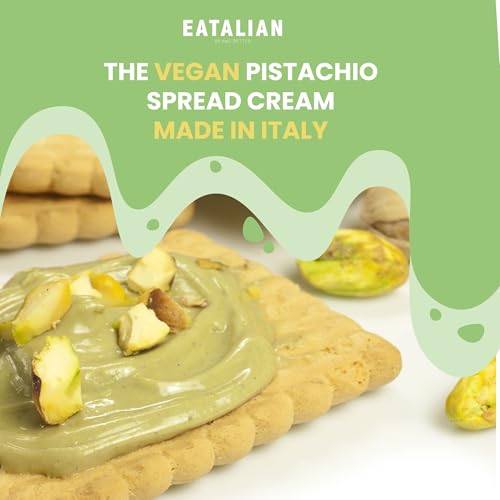 Image of EATALIAN by AMZ BETTER Vegan Pistachio Cream Sugar Free, 17.63 oz / 500 gr, Delicious sugar free vegan spread, ideal on bread, perfect with ice cream, Excellent for Dubai Chocolate, Made in Italy