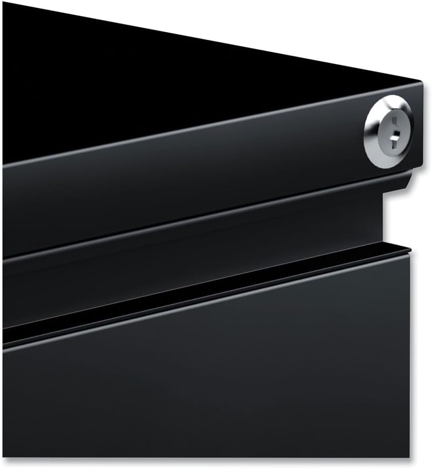 Alera PBFFBL Two-Drawer Metal Pedestal File with Full-Length Pull, 14 7/8w x 19 1/8d, Black