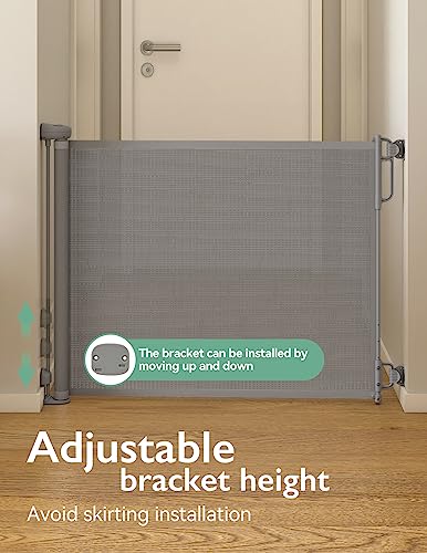 Momcozy Automatischer Verriegelung Treppenschutzgitter Ausziehbar für Baby, Haustier Türschutzgitter, Kinderschutzgitter, Einhändig Öffnen,0-140 cm, Geeignet für Treppen/Türen/Innen & Außen