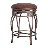 Hillsdale Montello 30-Inch Backless Swivel Bar Stool, Old Steel Finish with Brown Faux-Leather