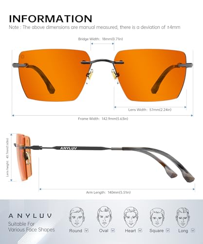 Image of ANYLUV Rimless Blue Light Glasses for Women /Men, Fashion Lightweight Blue Light Blocking Glasses with Stylish Metal Temples