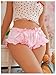 SOLY HUX Women's Satin Underwear Brief Panty Floral Embroidery Bow Ruffle Trim Panties Solid Pink X-Large