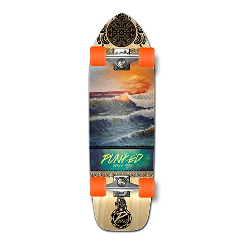 Punked Wave Scene Longboard Complete Skateboard - Available in All Shapes (Old...