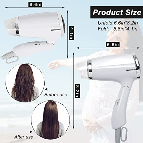 Compact Hair Dryer With Folding Handle, Professional Foldable Blow Dryer Negative Ions Travel Blow Hair Dryer Low Noise Long Cord #TOP2