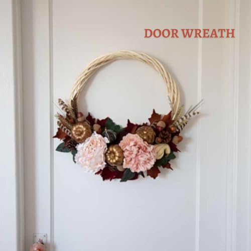 Image of Lata Vine Rattan Wilow Wreath for Craft, Artificial Flower Bouquet | Round Ring for Decoration, Dry Flower Making | 6 Pcs | Christmas / Xmas Party D?cor Wooden Twig for Wall Hanging