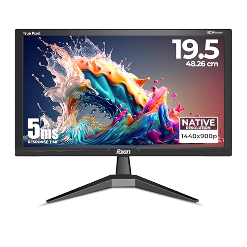 Image of Foxin 19.5 Inch (48.26 cm) Crystal Flat LED Monitor | True Pixel HD Display, 1366x768p, 16.7M Colors, 5ms, 60Hz | HDMI & VGA Ports | Slim, Wall Mountable | Desktop /Office /CCTV Use | 1 Year Warranty