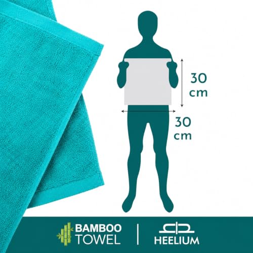 Image of HEELIUM Bamboo Face Towel | Ultra Absorbent & Odour-Free | 3X Softer Than Cotton Towels | 30 x 30 cm - 600 GSM