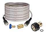 WOJET 3200 PSI 25 FT Pressure Washer Hose &amp; M22 15mm to M22 14mm Pressure Washer Adapter