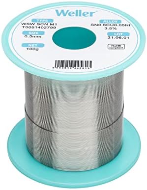 Weller WSW SCN M1 (T0051402799) Lead Free Solder Wire, Ø 0.5mm, Alloy Sn99.3Cu0.6Ni0.05, Flux content 3.5%, 100g