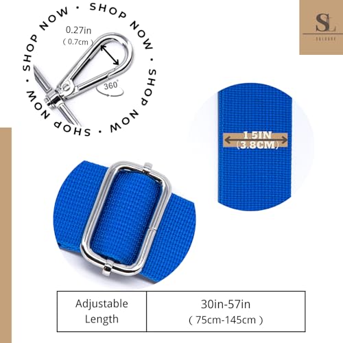 Image of S&loyoe Purse Straps Replacement Crossbody Bag Strap Adjustable Wide Guitar Straps for Handbags 1.5inch (A Pure Blue Silver)