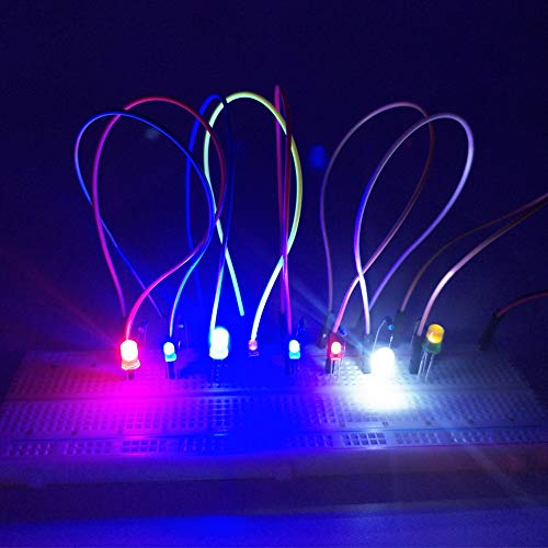 500 Pcs 5mm LED Light Emitting Diode Assortment Kit,Low Voltage Diffused Diode for DIY PCB Circuit,Indicator Lights