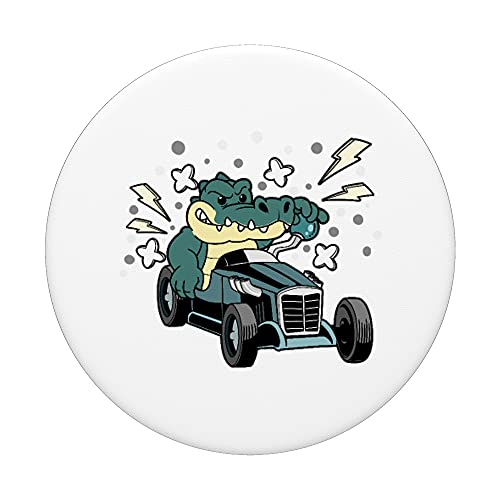 Lustiges Krokodil Rennen Auto Rennwagen Alligator Rennauto PopSockets mit austauschbarem PopGrip