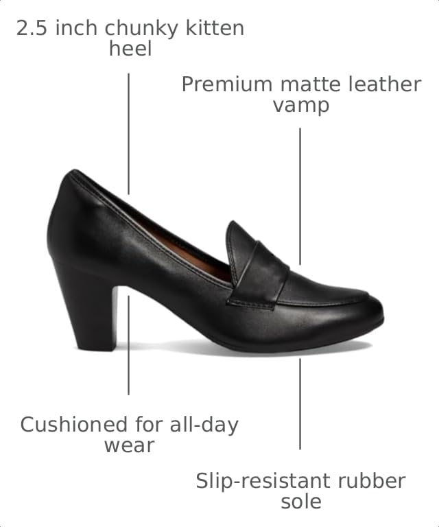 Image of SHODENSE Women Chunky Kitten Heel Pumps Shoes Round Closed Toe Slip On Suede Penny Loafers Matte Block Mid Heels Dress Loafer Almond Toe Comfort Oxford Shoes Office Work Classic Elegant 4-11 M US