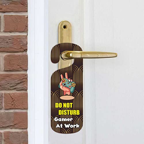 Image of KREEPO Do Not Disturb Gamer at Work MDF Door Sign Hanger Size(24cm x 8.5cm) kr44