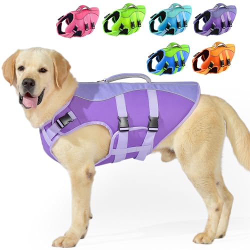 PETDSH PETDSH Dog Life Jacket Medium, High Flotation Dog Life Vest for Swimming Boating, Reflective Puppy Lifejacket with Superior Buoyancy and Rescue Handle, Adjustable Safety Dogs Floating Vests