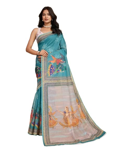 Women's Linen Blend Multi-Color Saree | Lightweight & Soft Casual Wear Saree with Blouse Piece-image-41